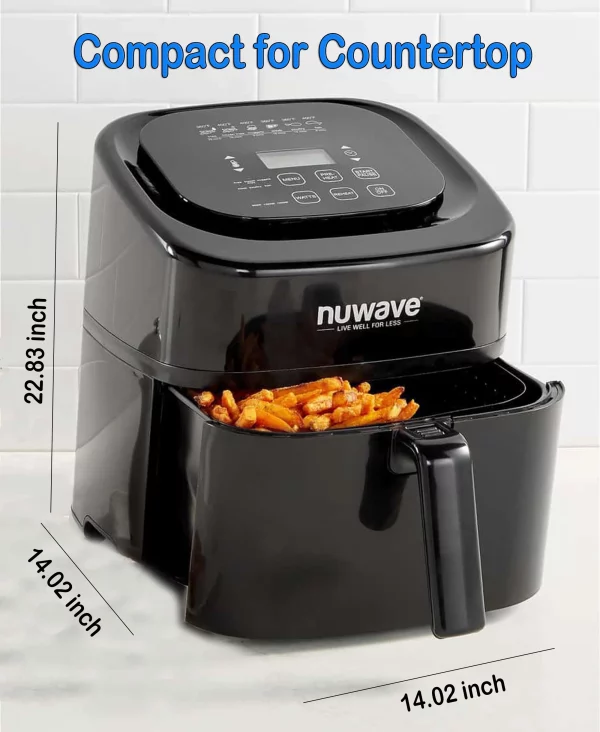 Nuwave Brio 6-Quart Air Fryer with Temperature Probe and Smart Cooking Programs for Even and Fast Cooking, Gourmet