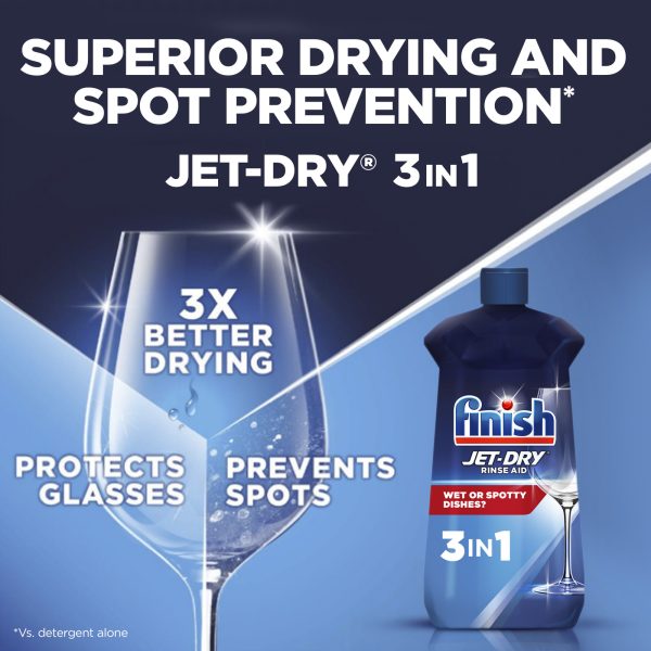 Finish Jet-Dry Rinse Aid, 32oz, Dishwasher Rinse Agent and Drying Agent