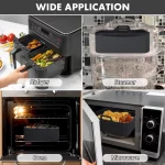 MMH 2Pcs Air Fryer Silicone Liners- Air Fryer Silicone Pot, Reusable Silicone Airfryer Liner Replacement Baking Tray Basket Insert, Non-stick, Easy Cleaning, Food Safe, Black