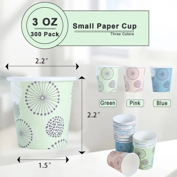 Lamosi Paper Cups Disposable Mouthwash Cups Small Cups 3 oz 300 Count