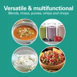 Hamilton Beach 4-in-1 Electric Immersion Hand Blender with Blending Wand, Whisk, and 3 Cup Food Chopping Bowl, Silver, 59765