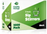 Comfy Package 5” Coffee Straws Stirring Sticks Drink Stirrers Cocktail, Black 1000-Pack