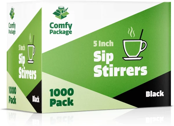Comfy Package 5” Coffee Straws Stirring Sticks Drink Stirrers Cocktail, Black 1000-Pack