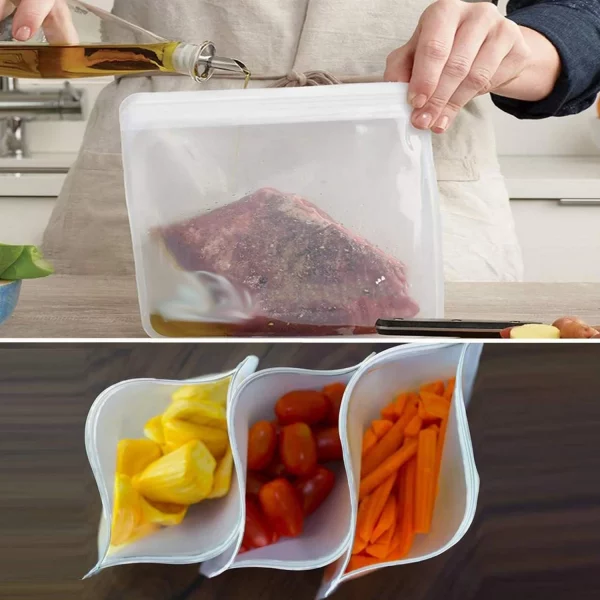 Swtroom Reusable Storage Bags, 10 Pack Reusable Gallon Freezer Bags, Extra Thick Leakproof Silicone and Plastic Free for Travel Items and Home Organization (6 Sandwich Bags+4 Kids Snack Bags)