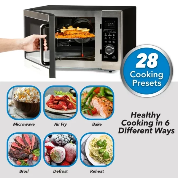 PowerXL Microwave Air Fryer Plus, Stainless Steel / Black, 1cu. ft.