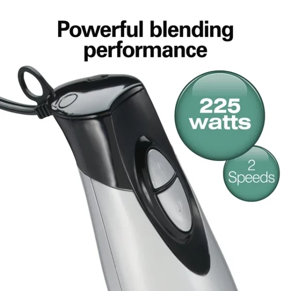 Hamilton Beach 4-in-1 Electric Immersion Hand Blender with Blending Wand, Whisk, and 3 Cup Food Chopping Bowl, Silver, 59765