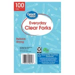 Great Value Everyday Disposable Plastic Forks, Clear, 100 Count