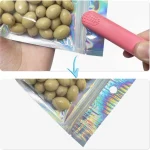 50pcs Holographic Foil Ziplock Bags 6x9 Inch, Small Mylar Sample Bags Aluminum Foil Packaging Plastic Ziplock Bag For Packaging Candy Jewelry Lash Lip Gloss