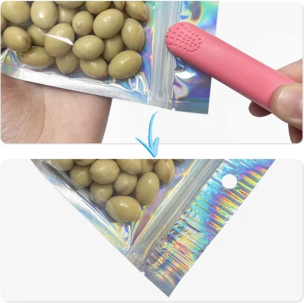 50pcs Holographic Foil Ziplock Bags 6x9 Inch, Small Mylar Sample Bags Aluminum Foil Packaging Plastic Ziplock Bag For Packaging Candy Jewelry Lash Lip Gloss