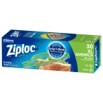 Ziploc Brand Sandwich Bags XL with Grip 'n Seal Technology, 30 Count