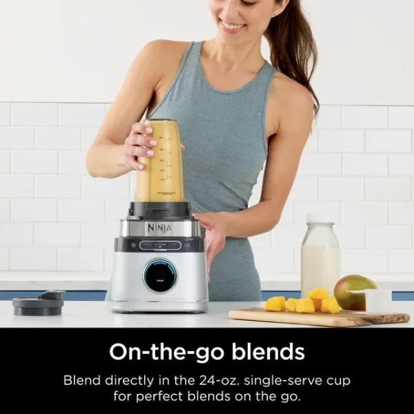 Ninja Detect Duo Power Blender + Single Serve with Blend Sense Technology, Platinum Silver, TB300