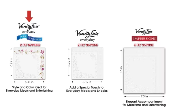 Vanity Fair Everyday Design Collection Napkins, 80 Count