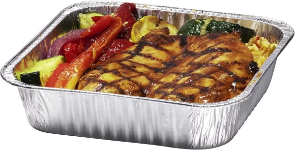 Displastible 8x8" Disposable Aluminum Pans With Lids (10 Pack) Foil Pans For Cooking, Baking Cakes, Roasting & Homemade Breads - Disposable Food Containers With Foil Lids