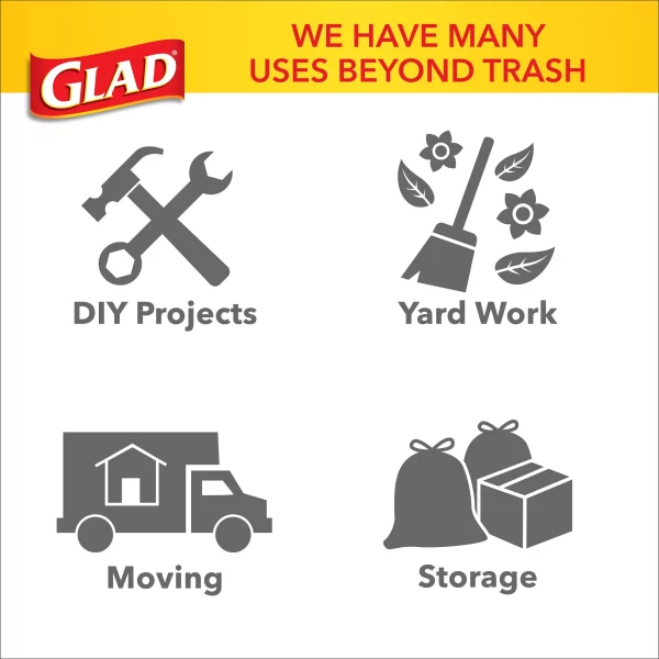 Glad ForceFlex 30 Gallon Large Trash Bags, Unscented, 40 Bags