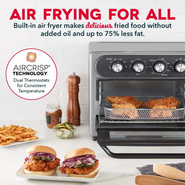 Dash Chef Series 7 in 1 Convection Air Fryer Oven With Non-Stick Fry Basket, Baking Pan & Rack, 23L, 1500 Watt
