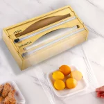 RIOUSERY Foil and Plastic Wrap Organizer, 2 in 1 Plastic Wrap Dispenser with Cutter, Aluminum Foil Organization and Storage Holder, Cling Film Wax Paper Dispenser for Kitchen Drawer for 14" Roll