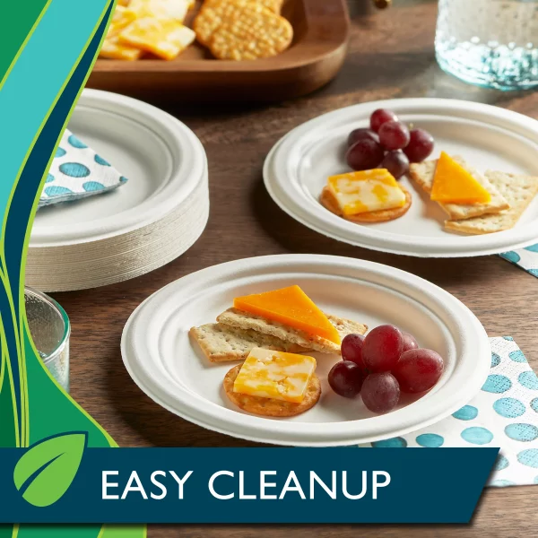 Hefty ECOSAVE Compostable Paper Plates, 6-3/4 Inch, 30 Count