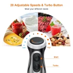 Bonsenkitchen Immersion Blender Handheld, Stainless Steel Hand Stick Blender, 20-Speed Hand Blender, Free Warranty