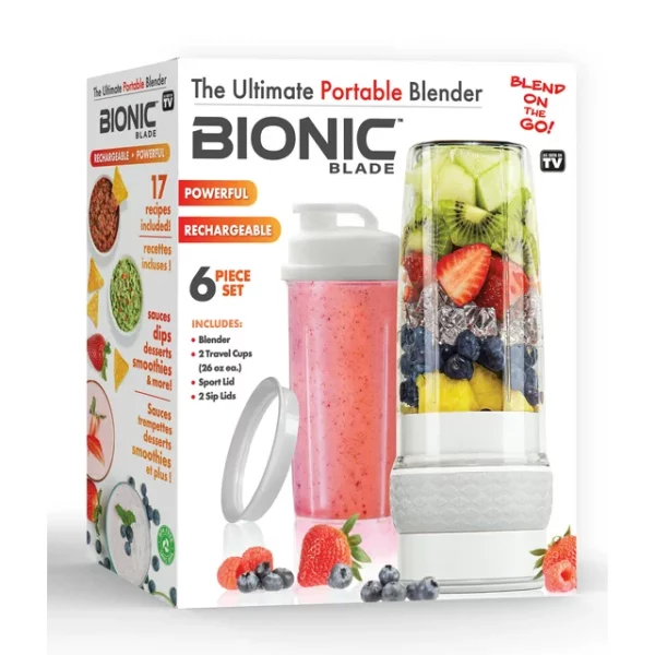 Bionic Blade Blender Portable Blender Powerful Cordless Blender with Travel Bottle New 6 Pieces