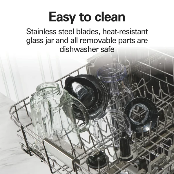 Hamilton Beach Power Elite Multi-Function Blender with Mess Free 40 oz. Glass Jar and 3-Cup Chopper, Mini Food Processor, 700 Watts, Stainless Steel, 58149