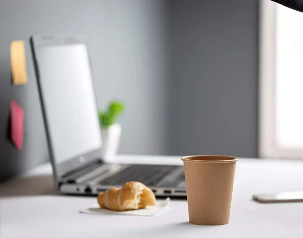 Comfy Package 8 Oz Kraft Paper Cups Disposable Coffee Cups Unbleached, 100-Pack