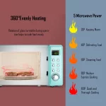 Costway 0.7Cu.ft Retro Countertop Microwave Oven 700W LED Display Glass Turntable Green