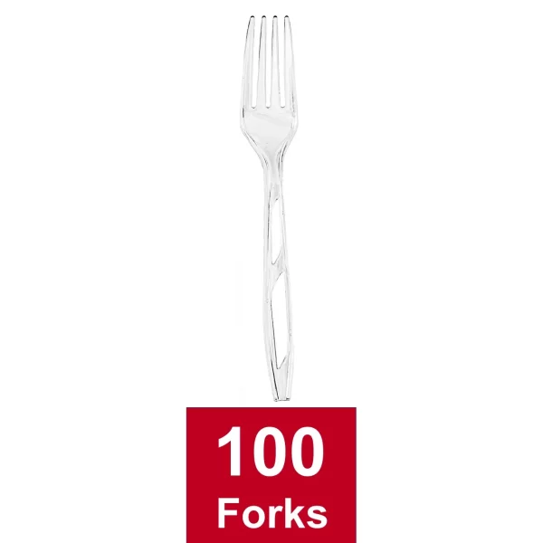 Great Value Everyday Disposable Plastic Forks, Clear, 100 Count