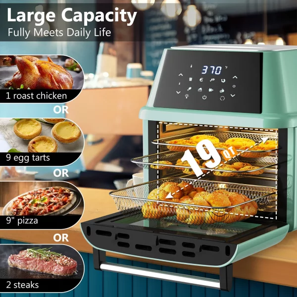 Costway 19 QT Multi-functional Air Fryer Oven Dehydrator Rotisserie w/Accessories Green