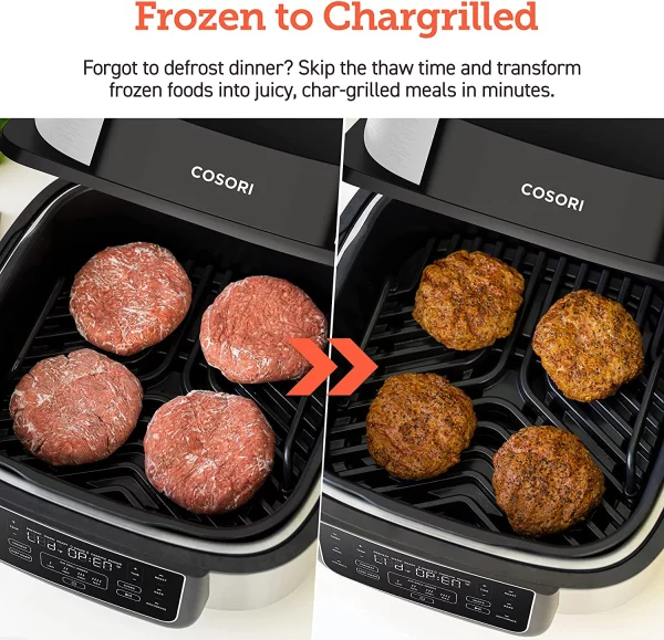 Cosori New Indoor Grill, Smart XL Air Fryer Combo Aeroblaze, 8-in-1, 6 Quart Voice Control, Black