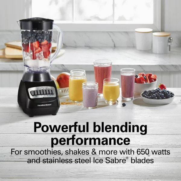 Hamilton Beach Smoothie Blender, 56 oz. Jar, 10 Speeds, New, Black, 50190F