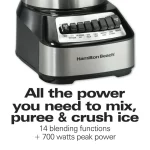 Hamilton Beach Wave Crusher Multi-Function Blender with 40 oz. Glass Jar and 14 Functions for Puree, Ice Crush, Shakes and Smoothies, Stainless Steel, 54221
