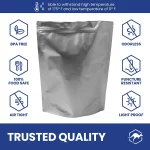 60 Wallaby Stand up Mylar Bags with Zipper Bundle 1 Gallon 7.5 Mil with 60 400cc Food Safe - Silver