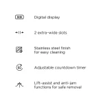 Chefman 2-Slice Digital Pop-Up Toaster, Stainless Steel, Bagel Sized Slots, Removable Crumb Tray