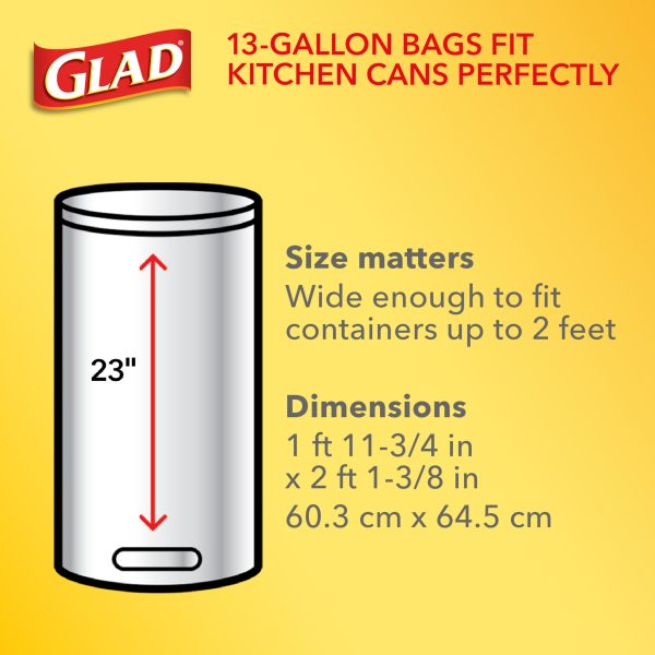 Glad ForceFlex Tall Kitchen Trash Bags, 13 Gallon, 40 Bags (Gain Original Scent, Febreze Freshness)