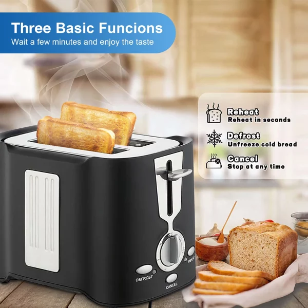 ATUPEN Toaster 2 Slice - Wide Slot with 7 Browning Settings for Toasting Bagels Breads Waffles - Black