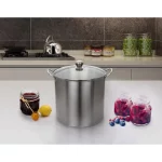 The Mainstays Stainless Steel 21.5 Quart Multi Use Food Canner with Tempered Glass Lid Silver