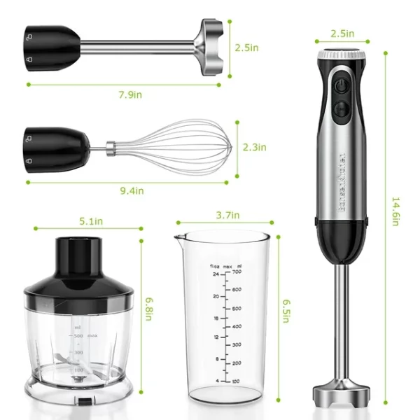 Bonsenkitchen Immersion Blender Handheld, Stainless Steel Hand Stick Blender, 20-Speed Hand Blender, Free Warranty