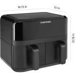 Chefman Turbofry Digital Touch Dual Basket Air Fryer, XL 9 Qt, 1500W, Black
