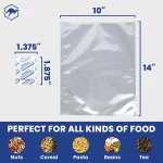 75 Wallaby Mylar Bags Bundle 1 Gallon (5 Mil, 10in x 14in) with 80 400cc Oxygen Absorbers - Silver
