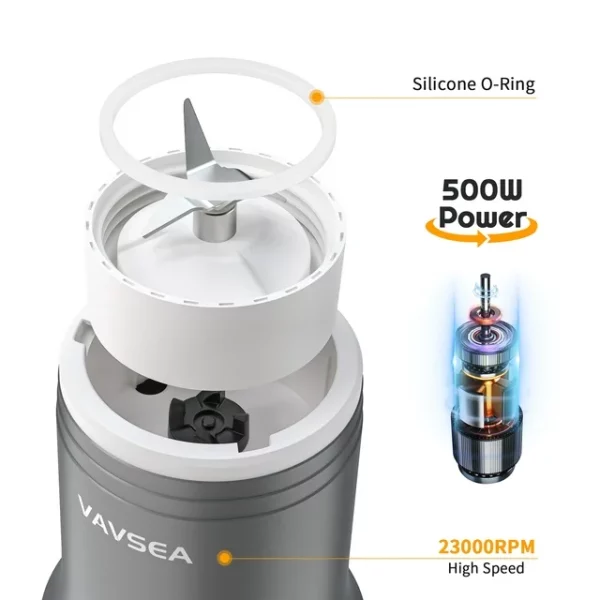 VAVSEA Portable Blender, Personal Blender for Shakes and Smoothies, BPA-Free 20oz Mini Blender with Travel Lids for Home Kitchen, Office and Sports, 500W