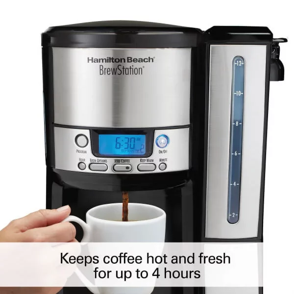 Hamilton Beach Brew Station 12 Cup Programmable Coffee Maker, Removable Reservoir, Stainless Steel, 47950