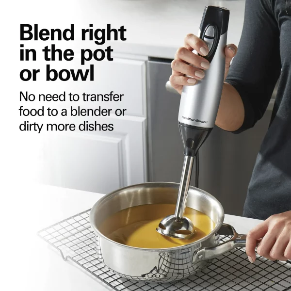 Hamilton Beach 4-in-1 Electric Immersion Hand Blender with Blending Wand, Whisk, and 3 Cup Food Chopping Bowl, Silver, 59765