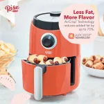 Rise By Dash Compact Air Fryer Oven with Temp Control Non-Stick Basket, Recipes + Auto Shut Off, 2 Quart - Orange