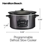 Hamilton Beach Programmable Defrost Slow Cooker, 6 Quart Capacity, Temperature Probe, Removable Crock, Black, 33768