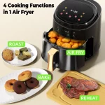 6.3 QT Large Capacity Air Fryer Touch Screen Smart Fryers Household Multi-function Air fryer that Crisps, Roasts, Reheats, & Dehydrates, High Gloss Finish,Including Air Fryer Paper Liners 50PCS,Black