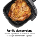 Hamilton Beach Digital Air Fryer, 5.8 Quart Capacity, Nonstick, Stylish Stainless Steel, 35075