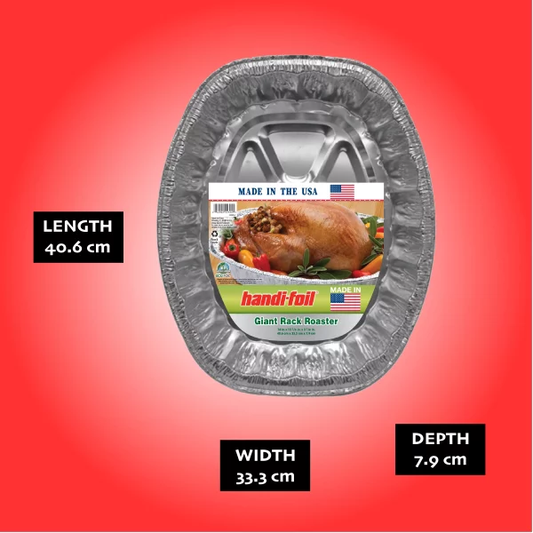 Handi-Foil Aluminum Foil Giant Oval Roaster, 16" x 13.12" x 3.12", 1 Count