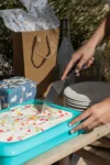 Fancy Panz Plastic 9" x 13" Aqua Foil Pan Carrier 1ct