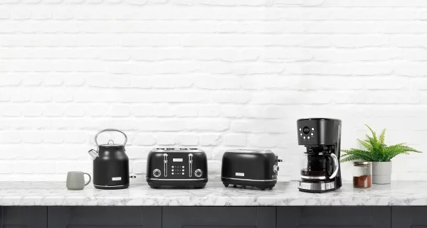 Haden Heritage 4-Slice Wide Slot Toaster, Black / Chrome - 75096