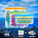 Reusable Food Storage Bags - 12 Count BPA Free Reusable Freezer Bags (2 Gallon & 5 Sandwich & 5 Snack Size Bags) Leak Proof Freezer Safe Bag for Meat Fruit Vegetable